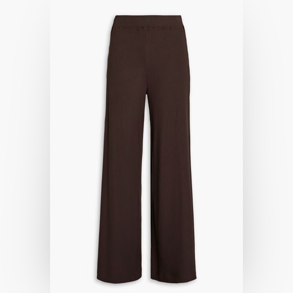 L'AGENCE Crawford Ribbed Stretch-Modal Jersey Wide-leg Pants - Picture 3 of 4